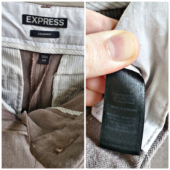 EXPRESS Khaki Beige Columnist Business Casual Professional Office Trousers Pants - Picture 2 of 15